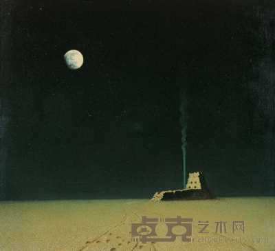 蓝岗 大漠月夜 65×60cm